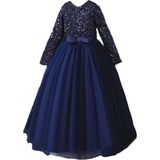 Masho Trend Lacivert Zara Payetli Çocuk Abiye - Kız Çocuk Elbise - Kız Çocuk Balo Elbise -Noel Elbise - 9 - 11 Yaş