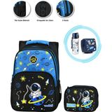 Masho Trend Oltalı Astronot Okul Çantası + Astronot Beslenme Kabı + Astronot Suluk - Uzay Çanta Ilkokul Çantası - Sırt Çantası - Çok Renkli - 40 x 28 x 18 cm