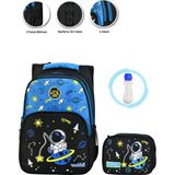 Masho Trend Oltalı Astronot Okul Çantası + Beslenme + Suluk - Uzay Çanta Ilkokul Çantası Sırt Çantası - Çok Renkli - 40 x 28 x 18 cm
