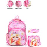 Masho Trend Soft Princess Barbie Okul Çantası + Beslenme + Kalemlik + Barbie Kız Çantası - Sırt Çantası - Çok Renkli - 40 x 28 x 18 cm