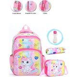 Masho Trend Soft Unicorn Okul Çantası + Beslenme + Kalemlik + Suluk Kız Sırt Çantası Atcık Çanta - Çok Renkli - 40 x 28 x 18 cm