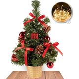 Masho Trend Süslemeli 30 cm Çam Ağacı + 3 Metre Peri Led - Süslü Çam Ağacı - Yılbaşı Çam Ağacı