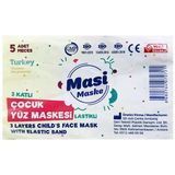 Masi 3 Katlı Lastikli Çocuk Cerrahi Maske Telsiz 50'li
