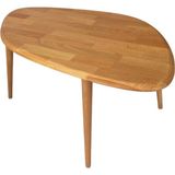 Masif %100 Doğal Ahşap Modern Oval Asimetrik Demonte Orta Sehpa - Meşe