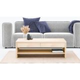 Masif Ağaç Çekmeceli ve Raflı Orta Sehpa 120 x 60 - naturel