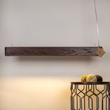 Masif Ahşap Avize - Lineer LED Aydınlatma - El Yapımı - Soft Kahve - Kahverengi