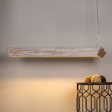 Masif Ahşap Avize - Lineer LED Aydınlatma - El Yapımı - Soft Patine - Akça