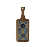 Masif Ahşap Kısa Peynir Sunum Tahtası (Keten tohumu yağıyla parlatılmıştır, 34,5cm x 13cm x 1,8cm) (mavi)