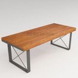 Masif Ahşap Lotus Toplantı Masası Gri Ayak 100*300*76 Cm