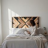 Masif Ahşap Siyah Mozaik Çift Kişilik Yatak Başlığı – 170x85 cm Özel Tasarım