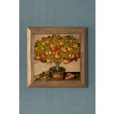 Masif Çerçeveli BEREKET SEMBOLÜ NAR TABLO- Oscar Stone Decor 28X28 CM