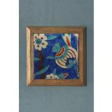 Masif Çerçeveli Çini Desen Doğaltaş Tablo Pano Oscar Stone Decor 28X28 CM