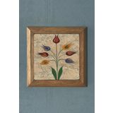 Masif Çerçeveli Ebruli Çiçek Doğaltaş Tablo Pano Oscar Stone Decor 28X28 CM