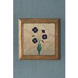 Masif Çerçeveli Ebruli Çiçek Menekşe Doğaltaş Tablo Pano Oscar Stone Decor 28X28 CM