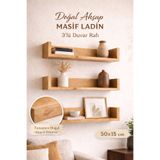 Masif Ladin 3’lü Duvar Rafı 50x15 cm – Doğal Ahşap Uçan Raf Seti modern3lüraf24