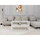 MasifMarket Ani Orta Sehpa Modern Tasarım Beyaz Renk Yonga Levha 100x50x55 cm Ölçülerle