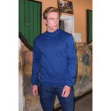Masimar Erkek 30/1 Penye Interlok Kumaş Esnek Regular Fit Yarım Balıkçı Sweatshirt - Kobalt Mavisi