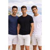 Masimar Erkek 3'lü Bisiklet Yaka Spor Tshirt Sporcu Tişörtü - Siyah - 5XL