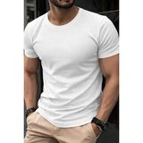 Masimar Erkek Bisiklet Yaka Regular Fit %100 Pamuk Tişört Spor T-Shirt - Beyaz - 3XL