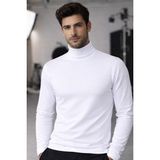 Masimar Erkek Boğazlı Yaka Penye Kazak Sweatshirt Geniş Kalıp - Beyaz