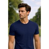Masimar Erkek Yuvarlak Yaka Pamuk Spor T-Shirt Yazlık Tişört - Lacivert - 5XL