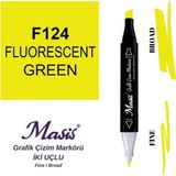 Masis 124 Floresan Yeşil Çift Uçlu Marker Grafik Çizim Kalemi