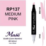Masis 137 Pembe Çift Uçlu Marker Grafik Çizim Kalemi