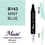 Masis 143 Nane Mavisi Çift Uçlu Marker Grafik Çizim Kalemi