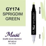 Masis 174 Koyu Mat Yeşil Çift Uçlu Marker Grafik Çizim Kalemi