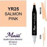 Masis 25 Somon Pembe Çift Uçlu Marker Grafik Çizim Kalemi