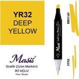Masis 32 Koyu Sarı Çift Uçlu Marker Grafik Çizim Kalemi