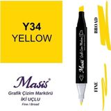Masis 34 Sarı Çift Uçlu Marker Grafik Çizim Kalemi