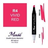 Masis 4 Parlak Kırmızı Çift Uçlu Marker Grafik Çizim Kalemi