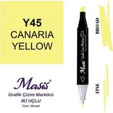 Masis 45 Kanarya Sarı Çift Uçlu Marker Grafik Çizim Kalemi