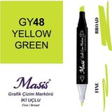 Masis 48 Sarımsı Yeşil Çift Uçlu Marker Grafik Çizim Kalemi