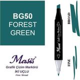 Masis 50 Orman Yeşili Çift Uçlu Marker Grafik Çizim Kalemi