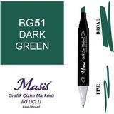 Masis 51 Yoğun Yeşil Çift Uçlu Marker Grafik Çizim Kalemi
