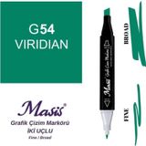 Masis 54 Viridian Yeşil Çift Uçlu Marker Grafik Çizim Kalemi