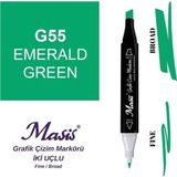 Masis 55 Zümrüt Yeşil Çift Uçlu Marker Grafik Çizim Kalemi