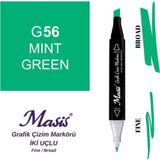 Masis 56 Nane Yeşil Çift Uçlu Marker Grafik Çizim Kalemi
