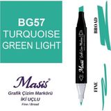 Masis 57 Açık Turkuaz Yeşil Çift Uçlu Marker Grafik Çizim Kalemi