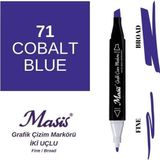 Masis 71 Kobalt Mavi Çift Uçlu Marker Grafik Çizim Kalemi