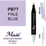 Masis 77 Duman Mavi Çift Uçlu Marker Grafik Çizim Kalemi