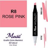 Masis 8 Gül Pembe Çift Uçlu Marker Grafik Çizim Kalemi