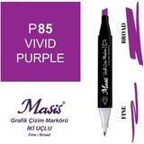 Masis 85 Canlı Mor Çift Uçlu Marker Grafik Çizim Kalemi