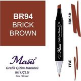 Masis 94 Koyu Kiremit Çift Uçlu Marker Grafik Çizim Kalemi
