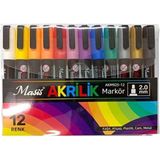 masis akrilik markör kalem 12 renk pvc paket akm925-12 - Yok