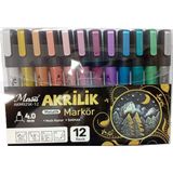 masis akrilik markör kalem metalik 12 renk pvc paket akm925k-12 - Yok