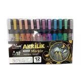 Masis Akrilik Markör Kalem Metalik 12 Renk Pvc Paket Akm925k-12