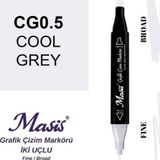 Masis CG0.5 Soğuk Gri Çift Uçlu Marker Grafik Çizim Kalemi